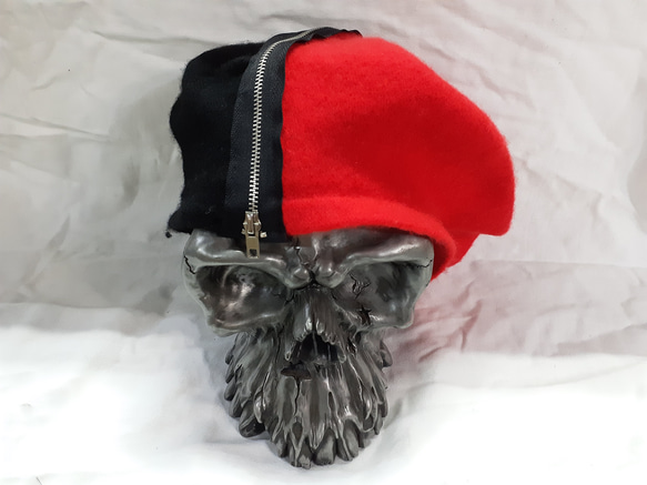 ハードコア スキンズ パンク ファッション レッド＆ブラックZIP