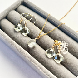 ☆2月の誕生石⭐︎宝石質グリーンアメジストのダイヤカットイヤリング（ノンホールピアス） 8枚目の画像