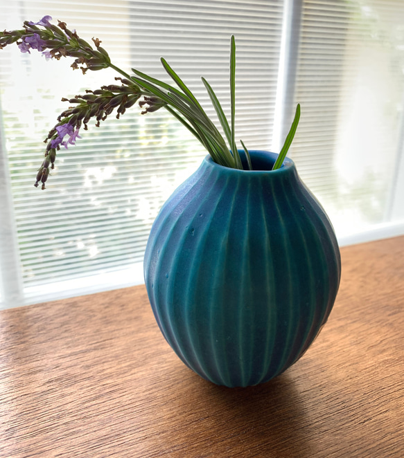 花瓶　ターコイズブルーf 1枚目の画像