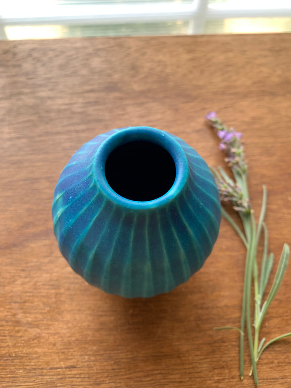花瓶　ターコイズブルーf 3枚目の画像