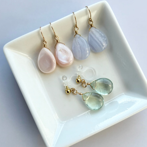 うさねこハンドメイド❇︎フローライトのピアス14kgf うさねこ様専用ハンドメイド❇︎フローライトのピアス14kgf
