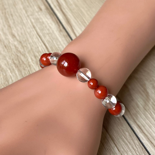 皇帝にも愛された深紅の石/南紅瑪瑙・水晶/天然石 ストーン