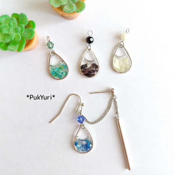 しずく2ホールピアス/ノンホールピアス/イヤーカフ/2連ピアス