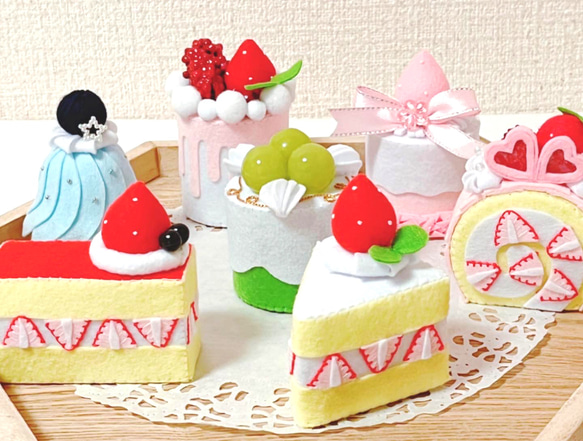 フェルトおままごと ハンドメイド ケーキ＆ショーケースセット