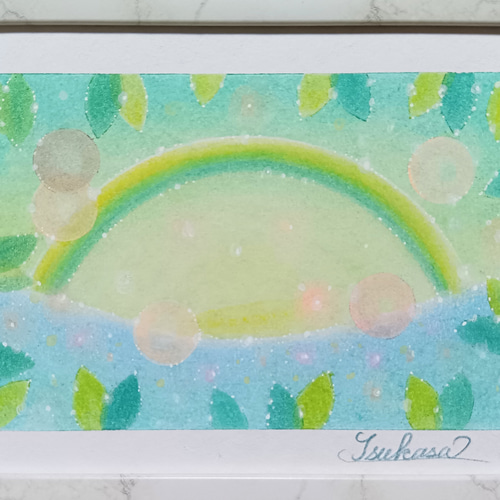 霧の森　ハンドメイドパステル画　絵画アート原画 パステルアート Green Morning 森の朝 パステル画原画 絵画 T's Arts