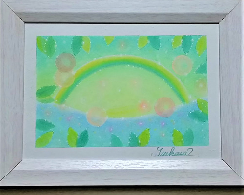 【原画】『冒険の旅へ』（鳥の絵　ガラクタ　アンティーク　森林　パステル画） パステルアート Green Morning 森の朝 パステル画原画 絵画 T's