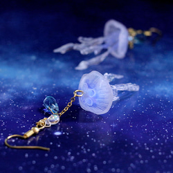 クラゲピアス・イヤリング】*飴玉海月の耳飾り*【ブルー】 ピアス