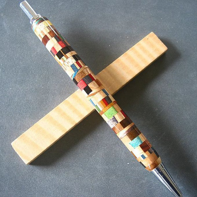 【寄木】木軸シャープペン　色彩豊かな寄木【即日発送】