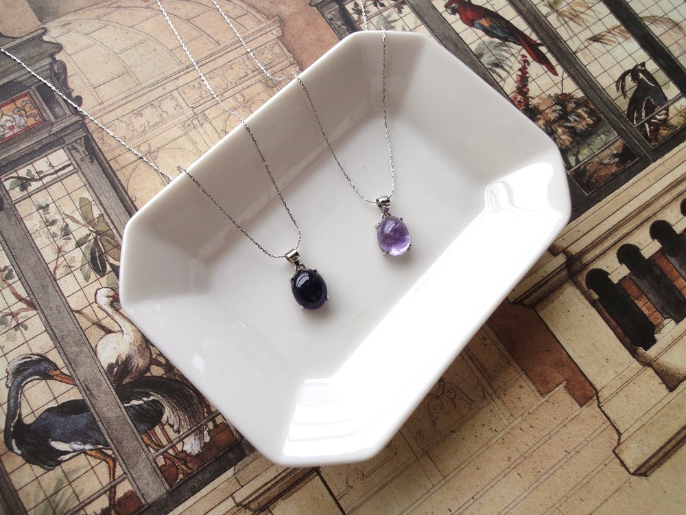 天然石のネックレス ■ オーバル　10×8mm ■ アメジスト