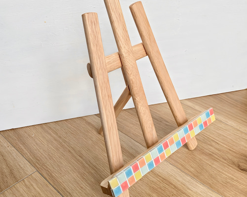 大】タイルのミニイーゼル パステル 木製写真立て 美濃焼モザイク