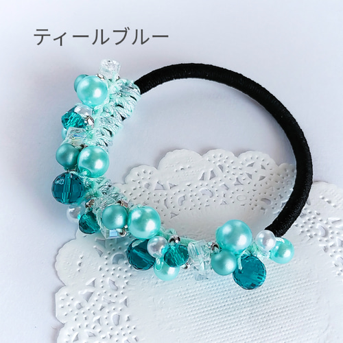 シュシュ ヘアゴム ビーズ 癒しエレガンス