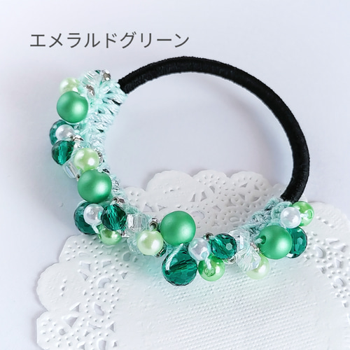 エレガントカラー】クロッシェビーズヘアゴム ヘアゴム *hicona