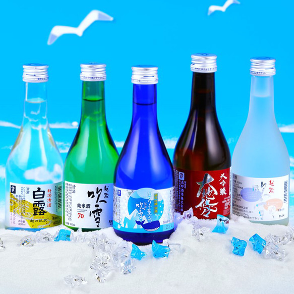 【夏季限定】夏の冷酒入り 飲み比べセット ミニボトル 300ml 5本 小瓶 辛口 お酒 日本酒 新潟 高野酒造 1枚目の画像