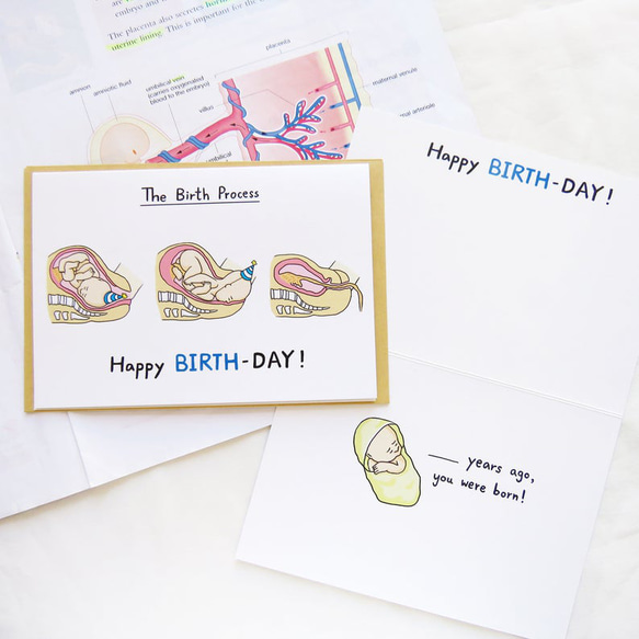 真正的生日卡 連信封 / 生物學 婦產科 分娩 第2張的照片