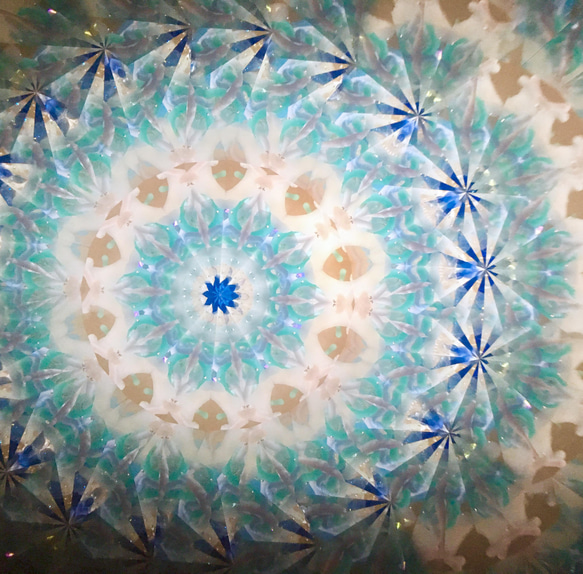 ガラスポッドの万華鏡『フラワーポッド』ドライフラワーヘリクリサム/light blue 2枚目の画像