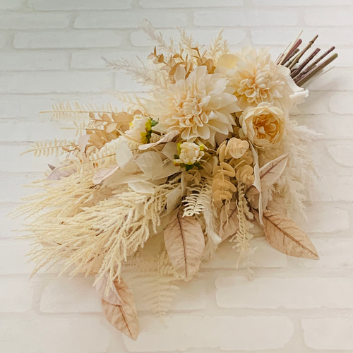 ウェディングブーケ、造花、パンパス、クラッチブーケ、秋ブーケ