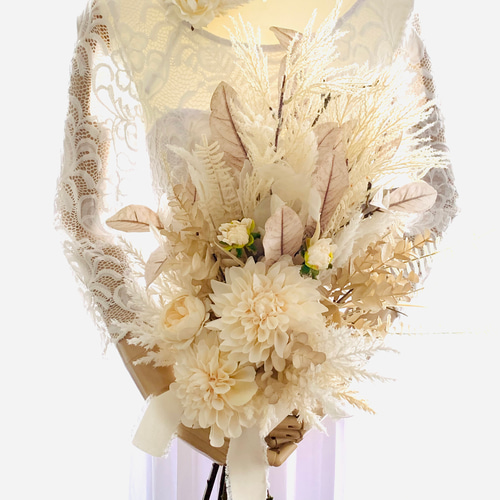 ウェディングブーケ、造花、パンパス、クラッチブーケ、秋ブーケ