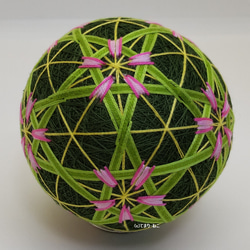 手鞠“星花”綠櫻花 9cm Temari Temari Temari 第3張的照片