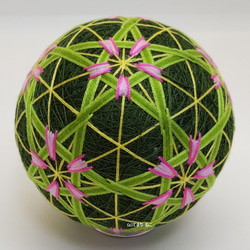 手鞠“星花”綠櫻花 9cm Temari Temari Temari 第2張的照片