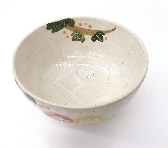 【清水焼】繋がるふくろう飯碗 (2羽) 2枚目の画像