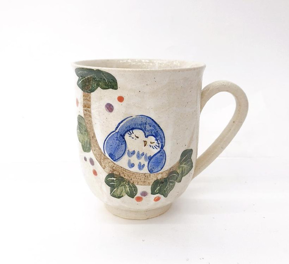 【清水焼】繋がるふくろうマグカップ （1羽） 1枚目の画像