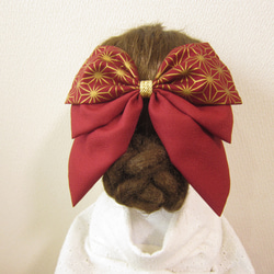 髪飾りリボン✿麻の葉ennji　　袴　着物　振袖　浴衣　はいからさん　卒業式　成人式　結婚式 4枚目の画像