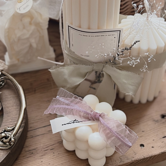 ♥フリルボンボンキャンドル♥韓国インテリア 結婚式のウェルカムスペース装飾 誕生日ギフト　バースデーフォト　出産祝い 12枚目の画像