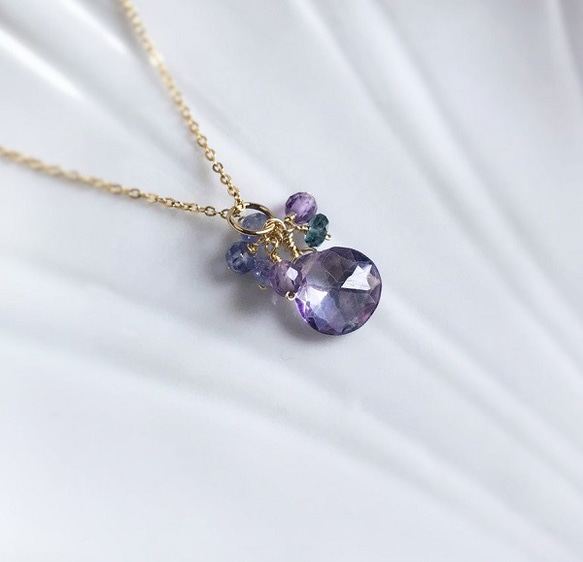 再販〈14kgf〉紫陽花カラーのネックレス用チャーム 2枚目の画像