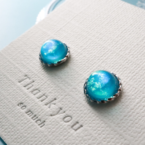色が変わる 海色ひと粒ピアス(イヤリング) ocean blue ブルー 夏