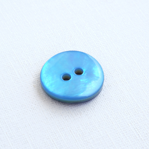 3個) 15mm 貝ボタン ブルー フランス製 ＊ 天然素材 シェルボタン 青
