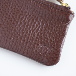 L字ファスナーポーチ　コインケース　本革　日本製　小物入れ　姫路産シュリンクレザー　ブラウン　apo-12ns 2枚目の画像
