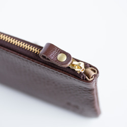 L字ファスナーポーチ　コインケース　本革　日本製　小物入れ　姫路産シュリンクレザー　ブラウン　apo-12ns 3枚目の画像