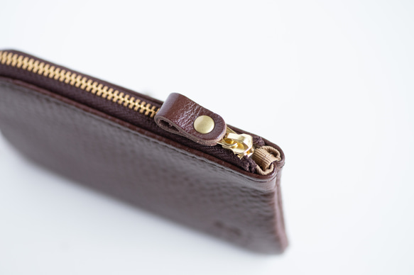 L字ファスナーポーチ　コインケース　本革　日本製　小物入れ　姫路産シュリンクレザー　ブラウン　apo-12ns 3枚目の画像