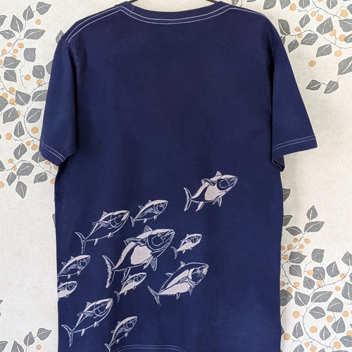 青色の魚イラストTシャツ カツオ)魚Tシャツ | Rakuen ｜魚グッズ・魚の絵・釣りウェア・魚