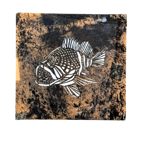 型染めLサイズお魚Tシャツ (男女兼用) ～マグロ&カサゴ～ 紺色 T