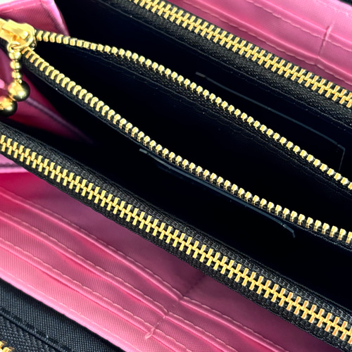 3ファスナーポケット/ 家計やりくり財布/アップル柄 長財布 Mimity