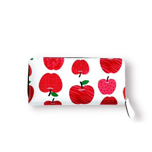 3ファスナーポケット/ 家計やりくり財布/アップル柄 長財布 Mimity