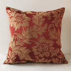 おしゃれな大柄の花模様 赤 クッションカバー 45×45㎝ ファスナー付