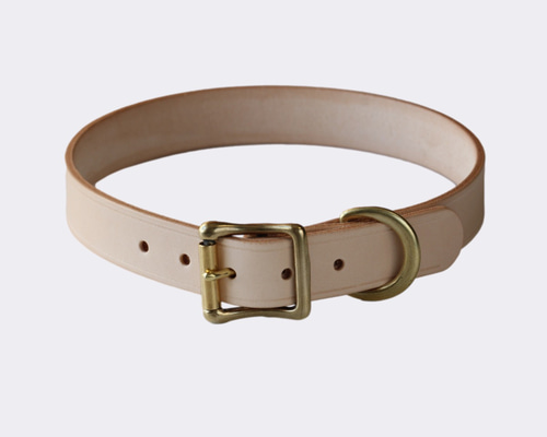 中型犬・大型犬用 4mm厚ナチュラル本革首輪 L〜XXL 丈夫でしっかり 名