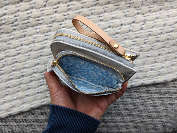 刺繍革財布 『幸せな青い鳥』 WHITE (牛革) 二つ折り財布 9枚目の画像
