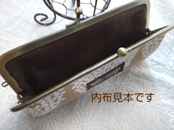 【受注製作】がま口メガネケース　サークルフラワーグレージュ 2枚目の画像