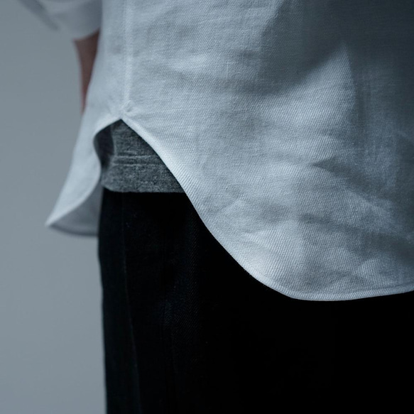 [高級] 亞麻襯衫正裝襯衫高密度斜紋/白色 t035i-wht3 第8張的照片