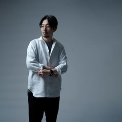 【L】【プレミアム】Linen Shirt ドレスシャツ 高密度 ツイル / ホワイト t035i-wht3-l 5枚目の画像