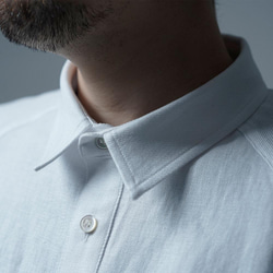 [L] [Premium] 亞麻襯衫正裝襯衫高密度斜紋/白色 t035i-wht3-l 第6張的照片