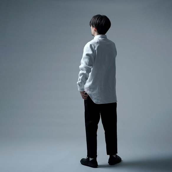 【L】【プレミアム】Linen Shirt ドレスシャツ 高密度 ツイル / ホワイト t035i-wht3-l 4枚目の画像