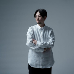 【L】【プレミアム】Linen Shirt ドレスシャツ 高密度 ツイル / ホワイト t035i-wht3-l 3枚目の画像