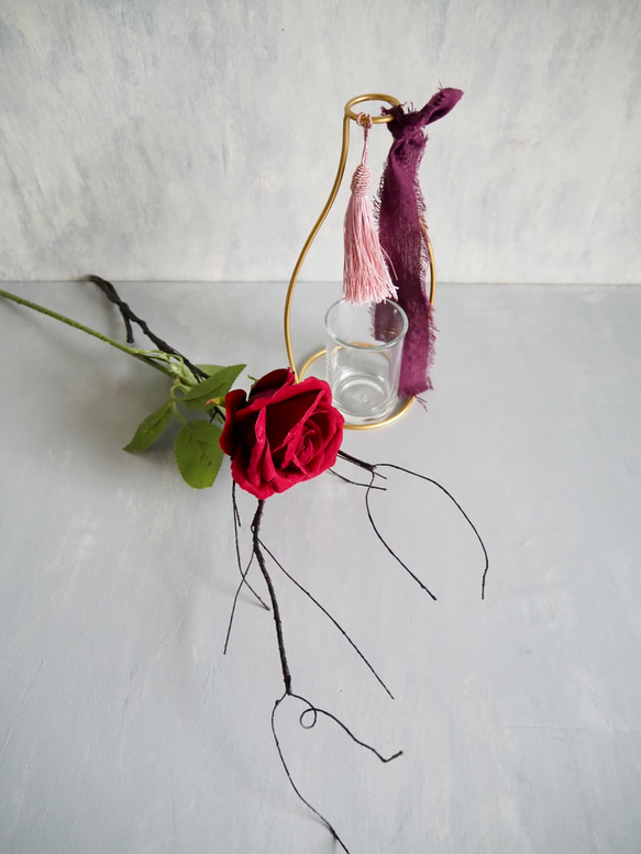 【ベルベットローズと黒枝】｜アーティフィシャルフラワー 花瓶アレンジ| 冬｜ギフト・インテリア雑貨 8枚目の画像