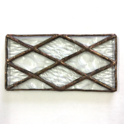 ステンドグラス「菱形茶　大」 ステンドグラスパネル！！菱形模様 無色型ガラス♪ H278mm