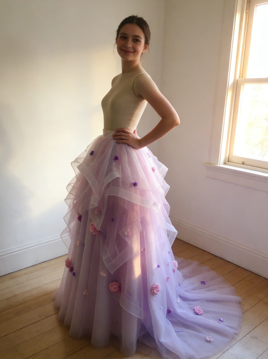 高品質！ カラードレス用オーバースカート　お花　フラワー付き