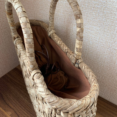 胡桃皮かごバッグ 胡桃表皮 くるみ籠バッグ 網代編み 定番 内布 胡桃皮かごバッグ 胡桃表皮 くるみ籠バッグ 網代編み 定番 内布